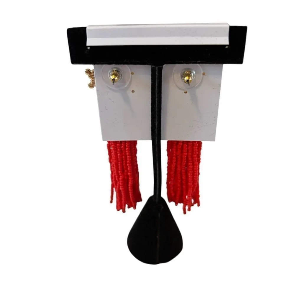 Baublebar Beaded Evil Eye Red Tassel Earrings. Super Fun!